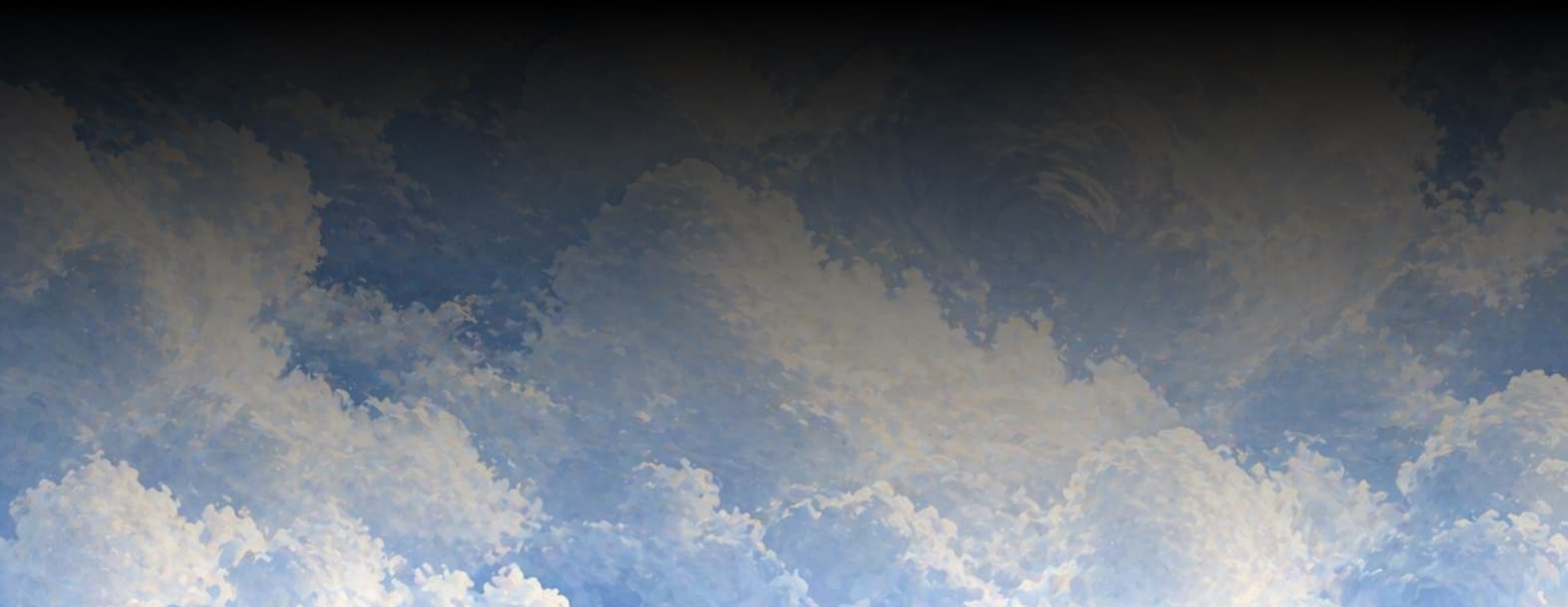 Painted clouds drifting across a deep blue night sky